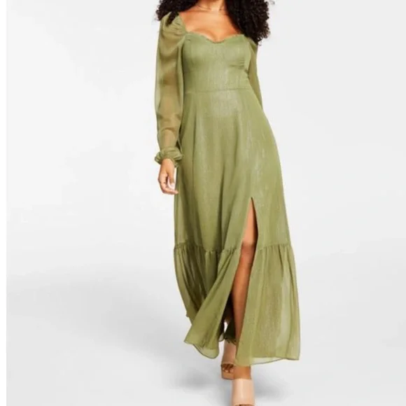 bar iii green dress Bar III Printed Surplice Maxi Dress – USAFashion main image 0